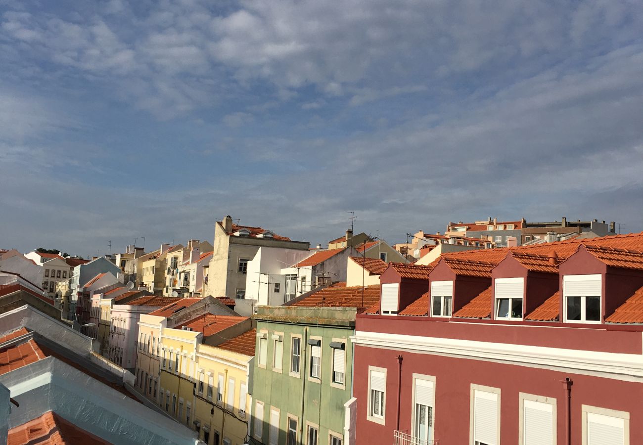 View of the exterior access to the district of Graça in Lisbon 